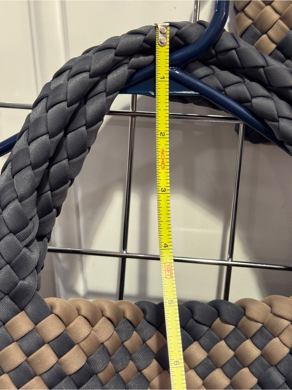 Naghedi St. Barths Dune Large Plaid Tote Handwoven Neoprene w Zip Pouch $350.00 - Picture 5 of 13